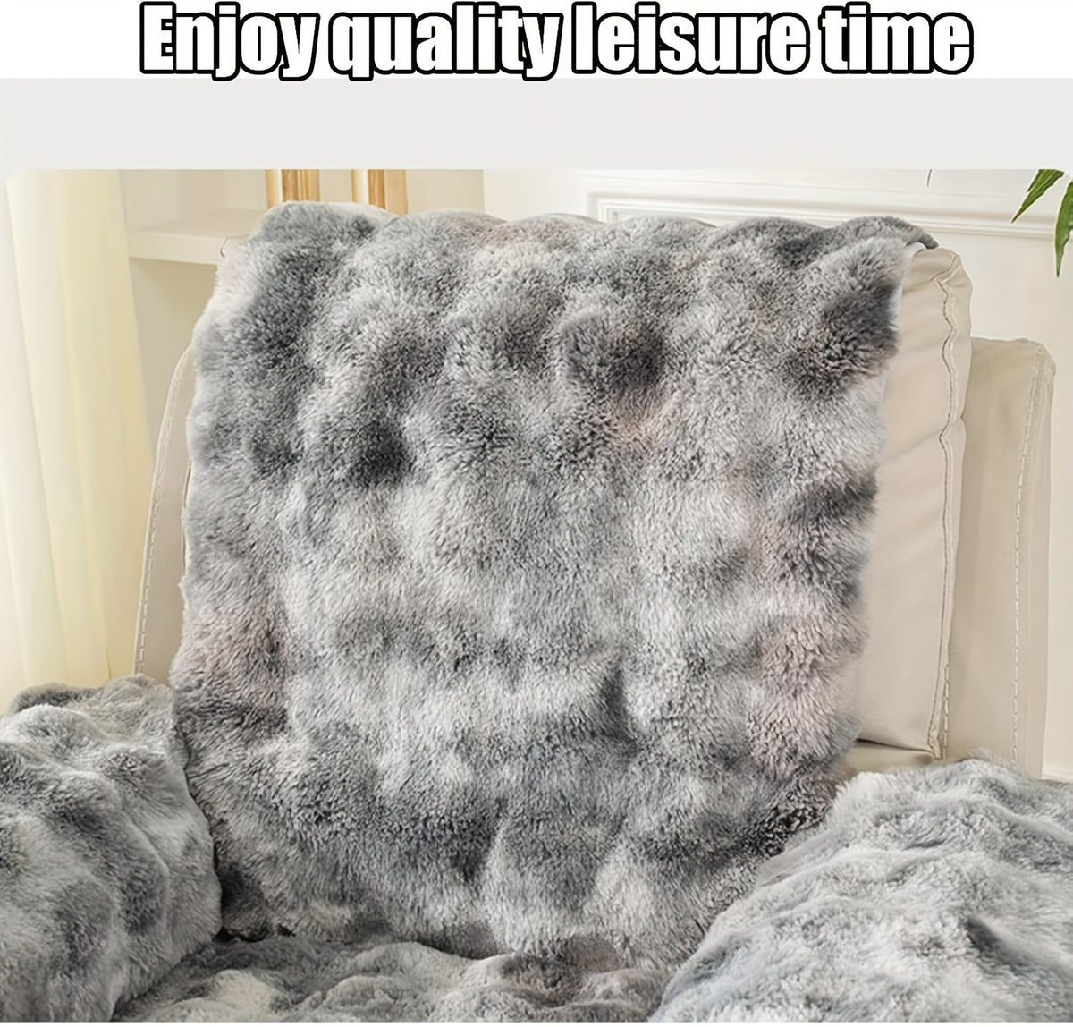 Plush Faux Rabbit Sofa Cover Set 4 Piece Thick Warm Non-Slip Machine Washable – Modern Pet-Friendly Couch Protector for Autumn & Winter – Gradient Colors