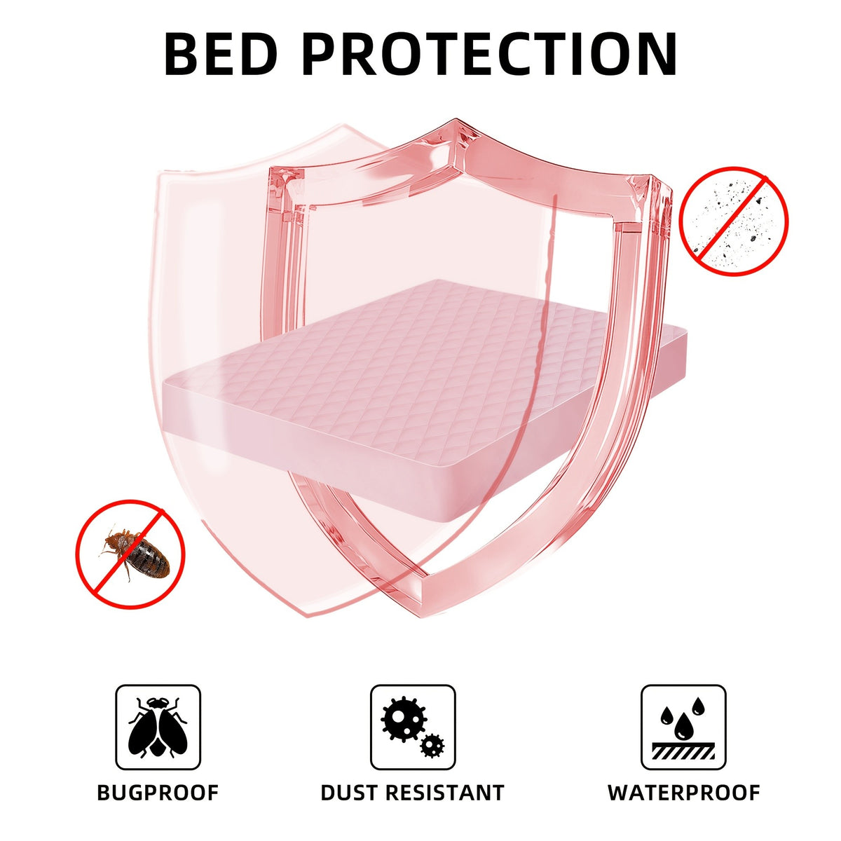 Waterproof Mattress Protector Deep Pocket 2 Pack – Quilted Breathable All-Season Fitted Bed Cover, Buy 1 Get 1 Free, Solid Color for Home & Hotel