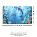 4pcs Sea Dolphin Coral Shower Curtain Set Blue Ocean Undersea World Fish Seaweed - 12 Hooks Toilet Lid Cover Non-Slip U-Shape Bath Mat Machine Washable | Nuvia Haven