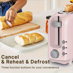 2-Slice Slim Toaster – 6 Shade Settings, Cancel Reheat & Defrost, 10" Long Slot, Auto Shut-Off, Removable Crumb Tray | 5 Colors