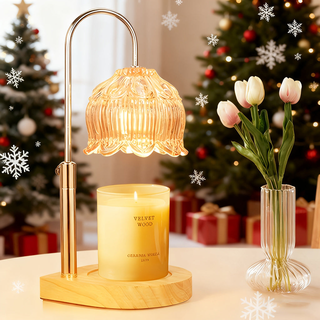 Candle Warmer Lamp Adjustable Height Dimmable Flameless – Vintage Iron Tabletop with Timer, 120V, Home Decor Gift