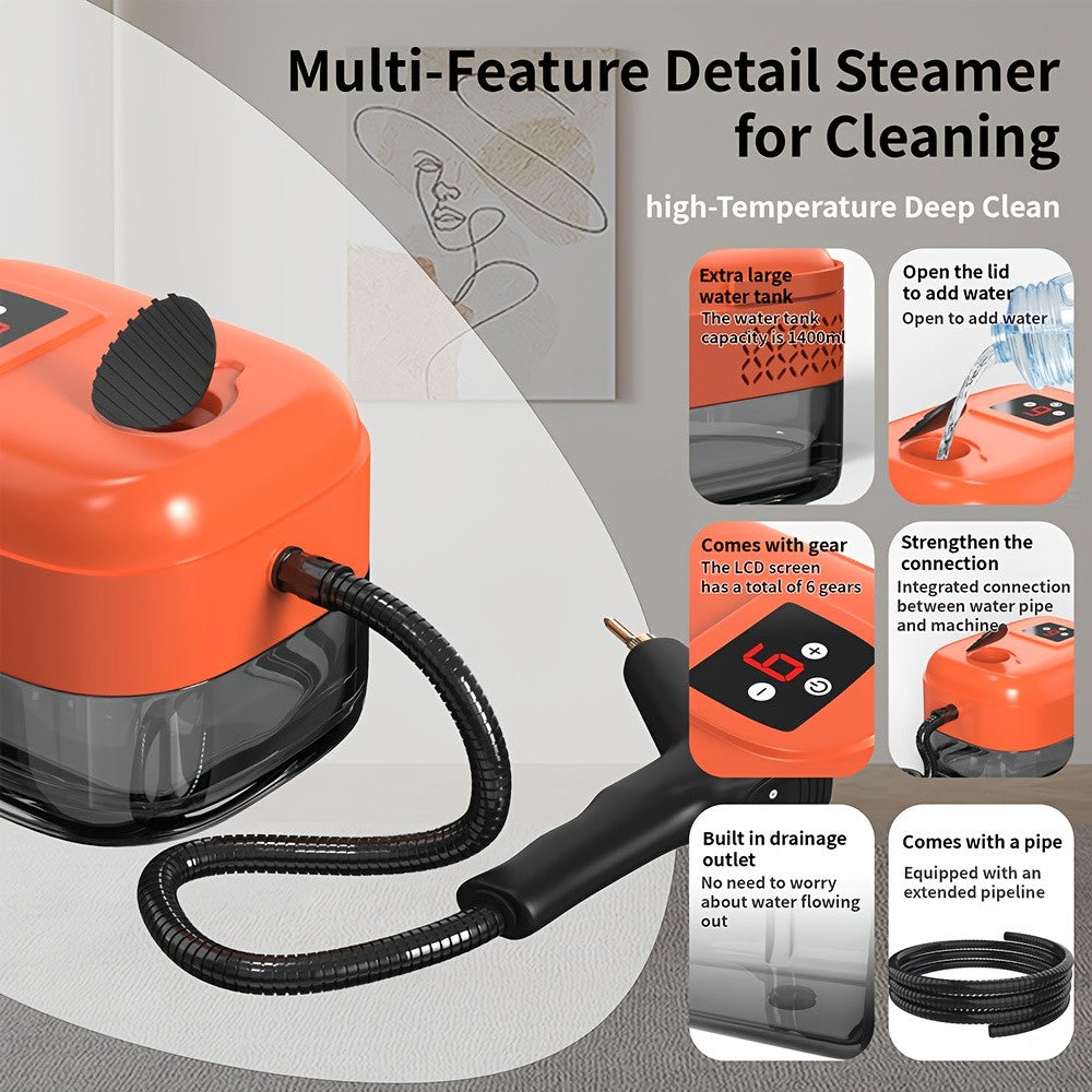 Steam Cleaner 9-Gear 47oz - High-Pressure Handheld with 9-Speed Adjustment, LCD Display & 47.34oz Tank for Kitchen, Carpet & Sofa | 7 Colors