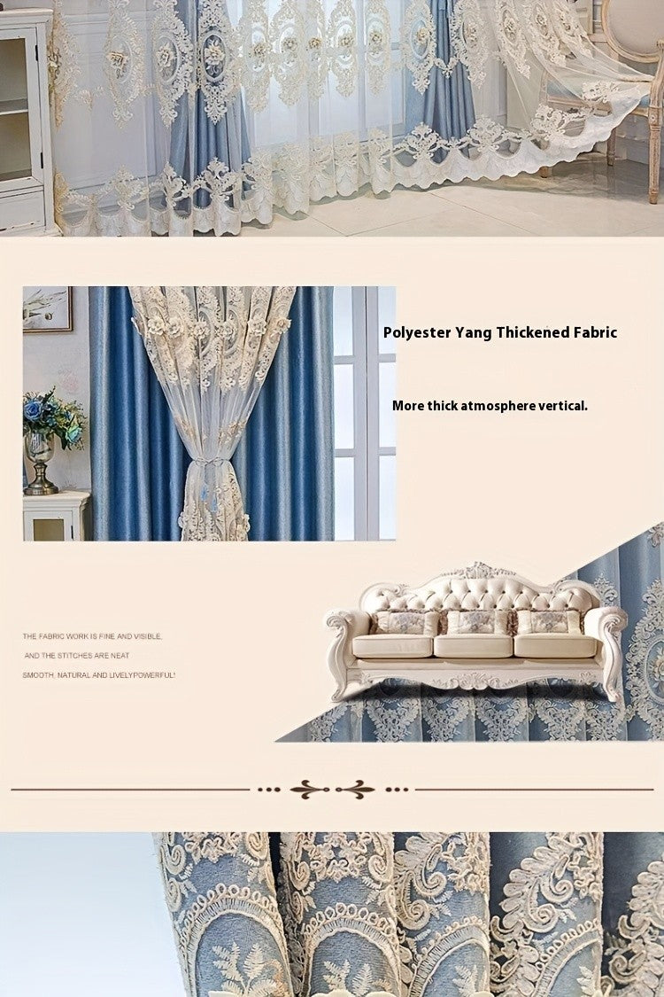 Luxury Blackout Curtains for Bedroom Living Room, European 3D Jacquard Embroidery Grommet Top Window Drapes, Thermal Insulated Light Blocking Machine Washable Panels