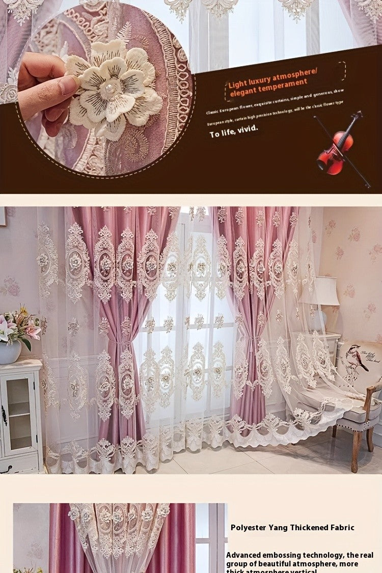 Luxury Blackout Curtains for Bedroom Living Room, European 3D Jacquard Embroidery Grommet Top Window Drapes, Thermal Insulated Light Blocking Machine Washable Panels