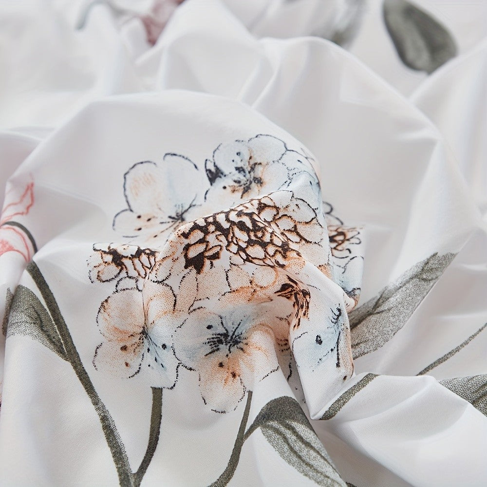 Floral Botanical Duvet Cover Set Reversible Ultra-Soft Microfiber with Pillowcases Twin Full Queen King 3 Colors