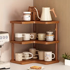 Corner Shelf Countertop Organizer, Triangular Multi-Tier Kitchen Storage Rack for Coffee Accessories, Cups, Spices & Kitchen Essentials, Space-Saving Corner Stand for Counter, Bathroom & Office