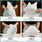 Hypoallergenic Fiber Pillow Inserts 1/2/4 Pack – White Square Cushion Filling with Zipper, Polyester Sanded Soft Fill for Sofa Bed Patio Bedroom Office Living Room Indoor Outdoor Decor