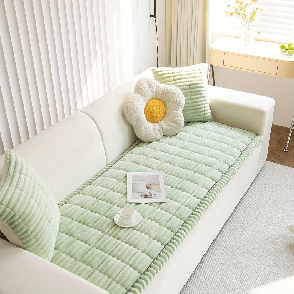 Fuzzy Quilted Pet Couch Cover Non-Slip Washable – Short Plush 100% Polyester Sofa Protector for Dogs, 5 Colors, Armchair Loveseat 2/3/4-Seater & Sectional Slipcover