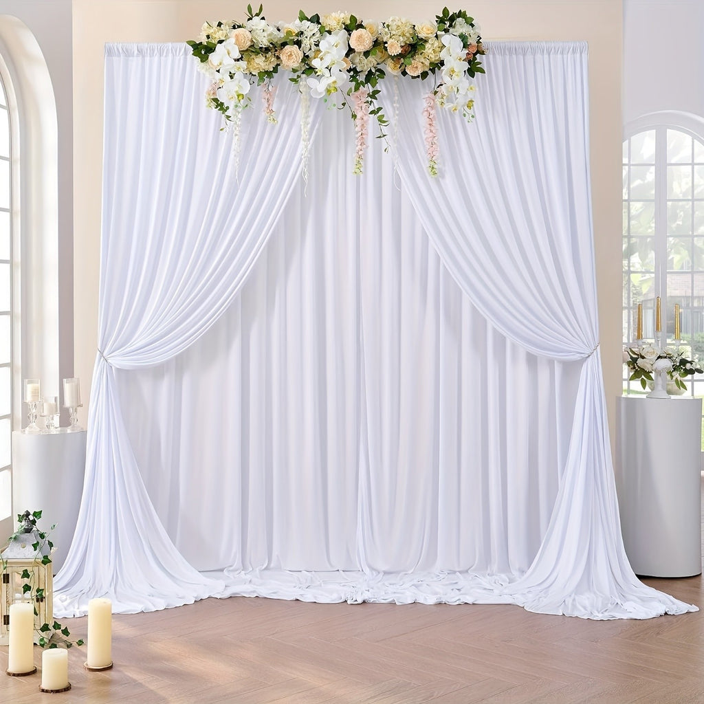 Wrinkle-Free White Backdrop Curtains Polyester, Wedding Party Photo Backdrop Drapes Rod Pocket, Single Panel or Sets of 6 8 12 Pieces