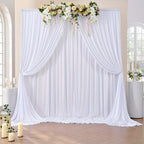 Wrinkle-Free White Backdrop Curtains Polyester, Wedding Party Photo Backdrop Drapes Rod Pocket, Single Panel or Sets of 6 8 12 Pieces