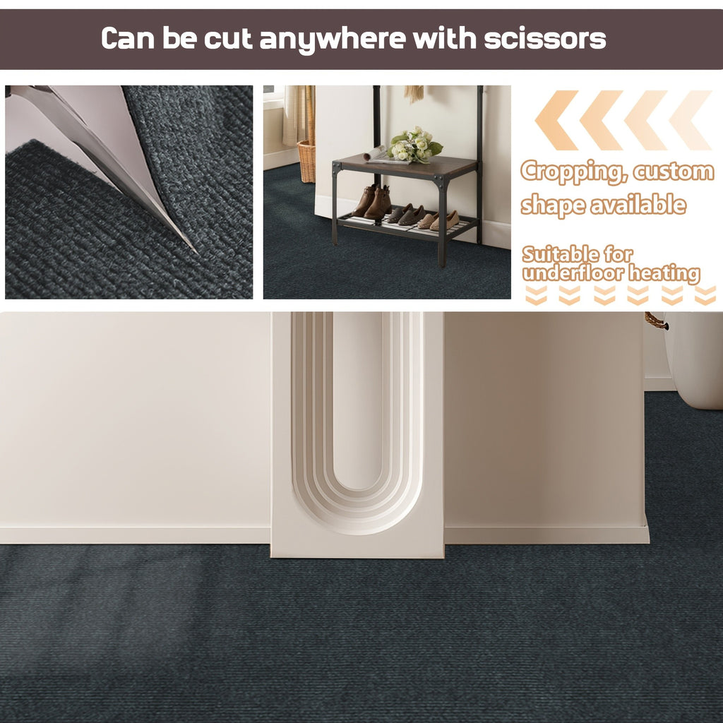Non-Slip Striped Runner Mat – Self-Adhesive Trimmable Polyester Carpet for Hallway, Kitchen, Stairs, Garage & Patio | 5 Colors, 4 Sizes