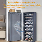 Shoe Organizer Cabinet with Cover – 6/8/10 Tier Nonwoven Fabric Shoe Storage Shelf for 27-35 Pairs, Portable Shoe Rack for Entryway, Closet, Bedroom (Dark Gray)