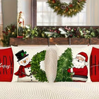 Seasonal Throw Pillow Covers 18x18 Inch – Autumn Winter Holiday Cushion Covers with Pumpkin, Snowman, Christmas Tree, Truck & Buffalo Plaid | Farmhouse Thanksgiving Christmas Decor for Couch, Bed & Living Room