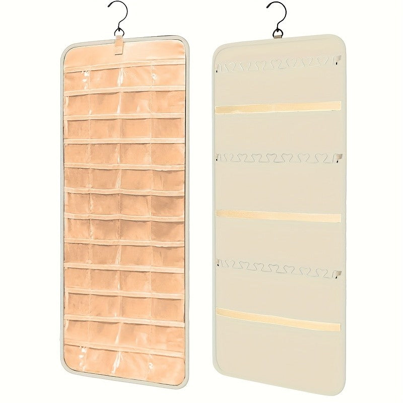 Double-Sided 48-Slot Jewelry Storage Bag Wall Mount – Large Capacity Necklace & Accessories Organizer, Perfect Gift for Women, Jewelry Tower for Small Items & Miscellaneous Storage