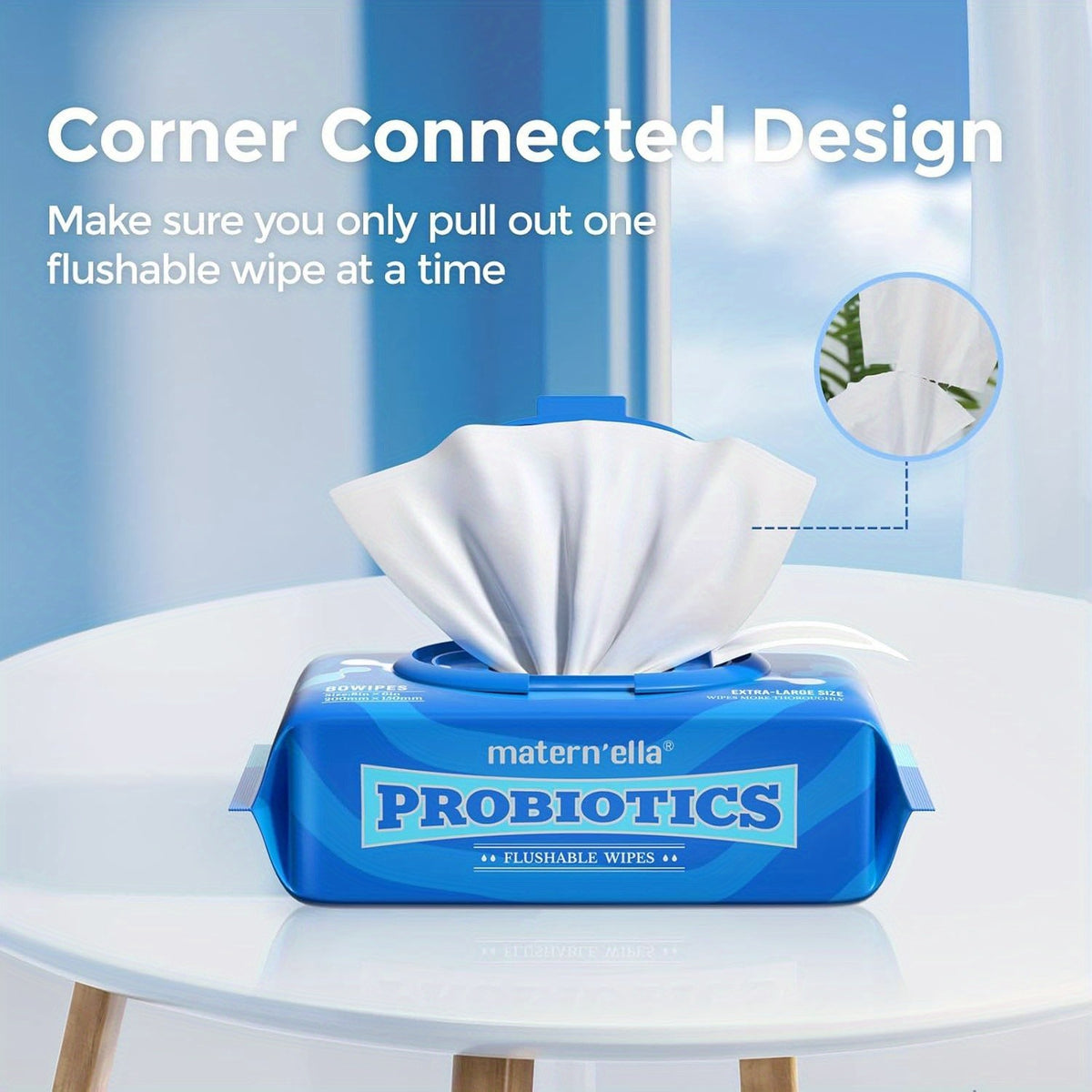 Flushable Wet Wipes with Probiotics, Plant-Based Fibers Fragrance-Free Sewer-Safe Butt Wipes, Soft Thick Disposable Personal Care Wipes for Adults, Incontinence & Sensitive Skin, Multi-Pack