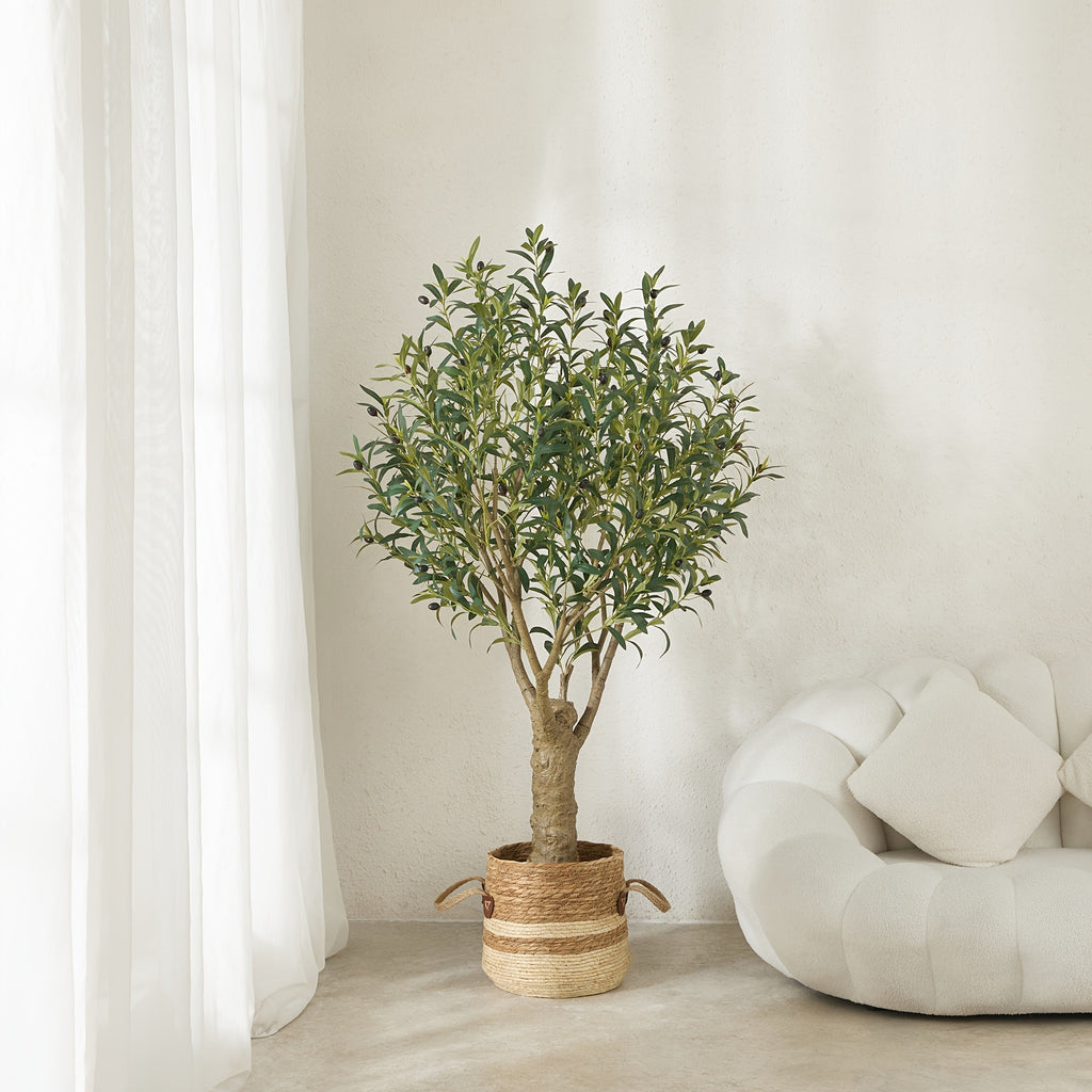 Artificial Olive Tree with Black Planter 5 6 7 8ft UV Resistant Faux Olive Plant Silk Leaves Mediterranean Indoor Outdoor Decor Living Room Office Bedroom Gift