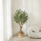 Artificial Olive Tree with Black Planter 5 6 7 8ft UV Resistant Faux Olive Plant Silk Leaves Mediterranean Indoor Outdoor Decor Living Room Office Bedroom Gift
