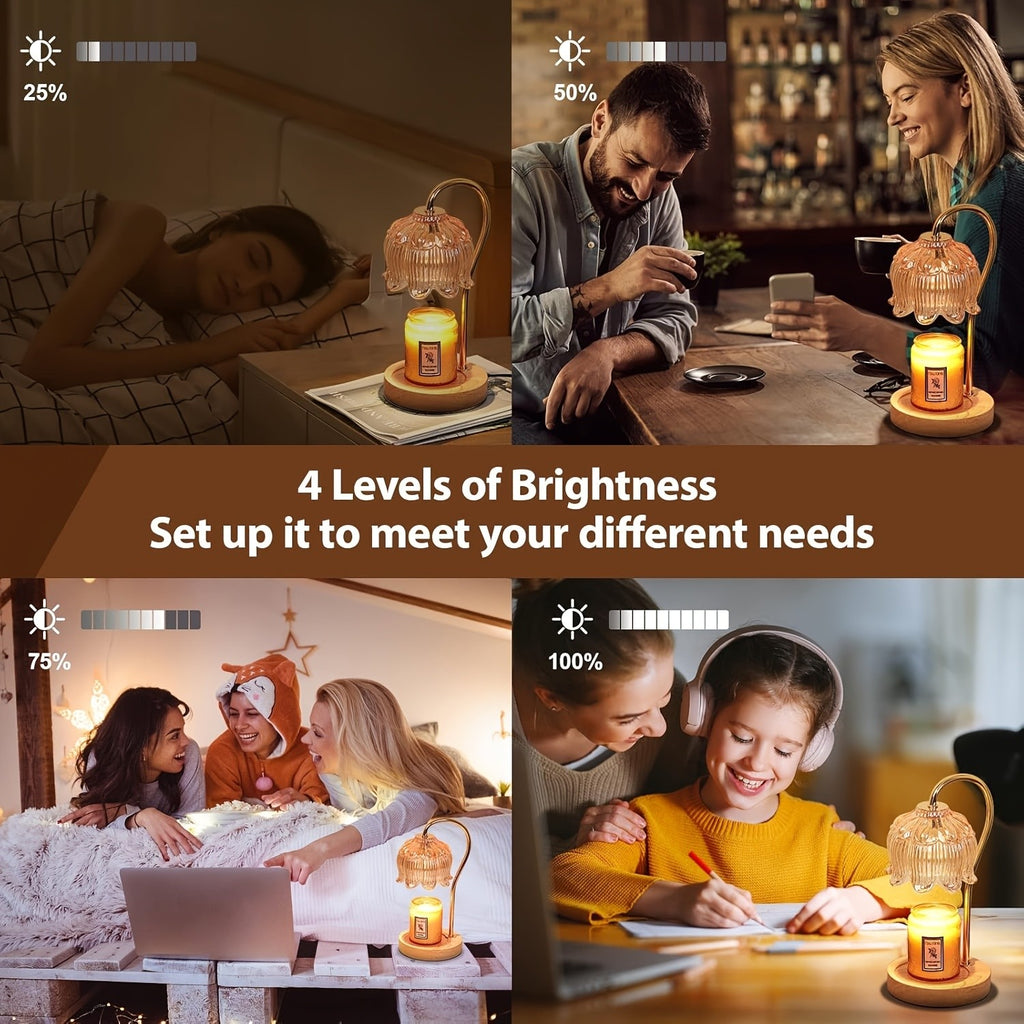 Candle Warmer Lamp Electric Wax Melter with 2/4/8 Hour Timer Adjustable Temperature – Crystal Lily Shape Candle Wax Warmer for Scented Jar Candles Home Fragrance