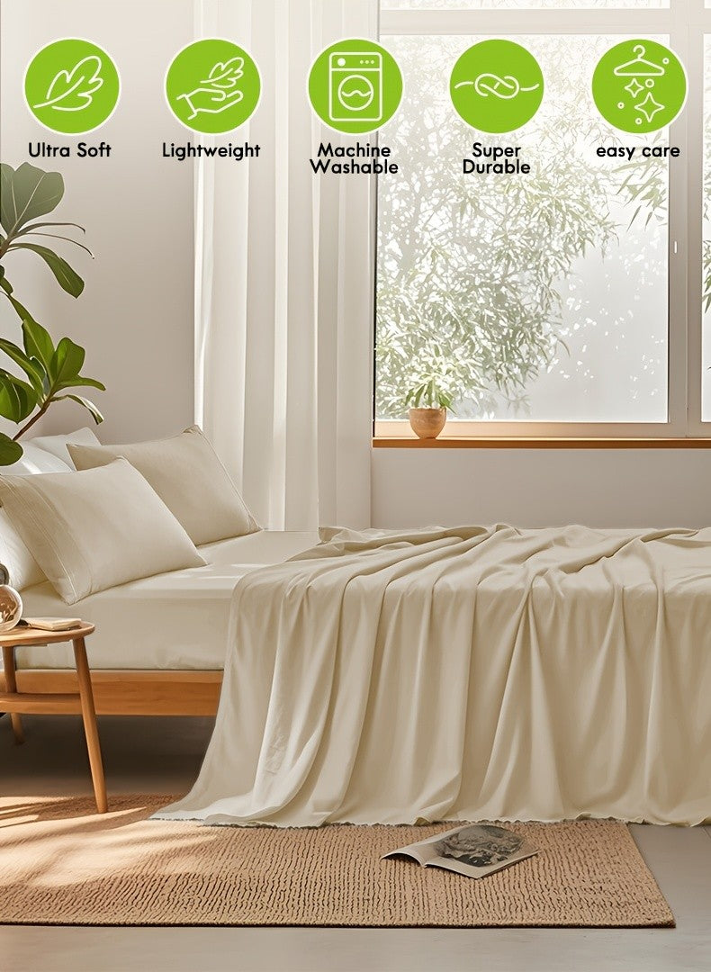Deep Pocket Bed Sheet Set 3/4 Pcs Cooling Soft Breathable Fade-Resistant Bedding – All-Season Comfort for Twin Full Queen King, 9 Colors, Dorms & Guest Rooms