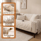 Velvet Sofa Cover Non-Slip Washable Plush Couch Slipcover Pet Friendly Thick Padded Furniture Protector 1 2 3 4 5 Seat Living Room Bedroom