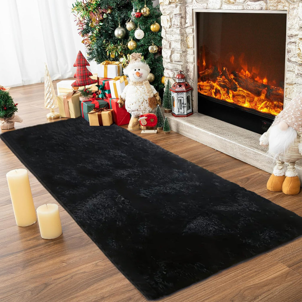 Shaggy Runner Rug Soft Fluffy Area Rug Non-Slip Plush Carpet for Bedroom Hallway Dorm Living Room – Jacquard & Tie-Dye Colors, 2x6 3x5 6x9 8x10 Feet