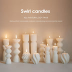 7-Pack Large Ribbed Soy Wax Pillar Candles – Handmade Home Decor Candles for Housewarming Gift, Shelf Decor, Wedding & Dining Table Centerpiece, White, Blue, Black, Orange