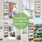Over The Door Pantry Organizer Heavy Duty Metal – 6 or 8 Tier Door Mounted Storage Rack for Kitchen, Pantry & Spice Management, Holds 80 LBS