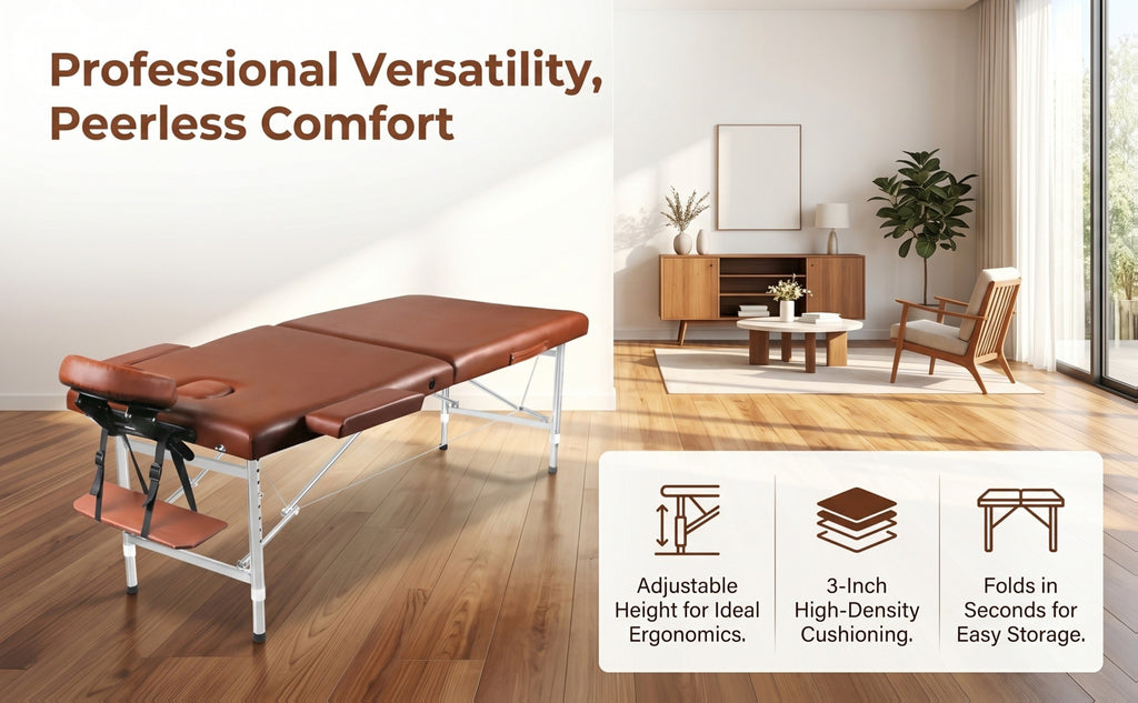 Portable Folding Massage Table Professional Lash Bed, Height Adjustable 8-Level Aluminium Legs, 30.9" Wide Tiltable Headrest for Spa Salon Tattoo Home Beauty
