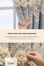 Luxury Blackout Curtains for Bedroom Living Room, European 3D Jacquard Embroidery Grommet Top Window Drapes, Thermal Insulated Light Blocking Machine Washable Panels
