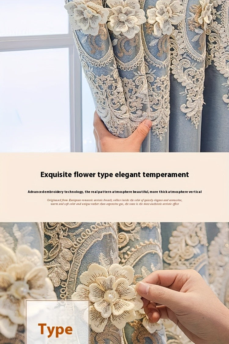Luxury Blackout Curtains for Bedroom Living Room, European 3D Jacquard Embroidery Grommet Top Window Drapes, Thermal Insulated Light Blocking Machine Washable Panels