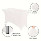 Spandex Fitted 6FT Tablecloth for Rectangular Tables – Wrinkle-Resistant Elastic Table Cover for Parties, Weddings, Trade Shows & Events – 2/4/8/12-Pack in Black, White & Light Yellow
