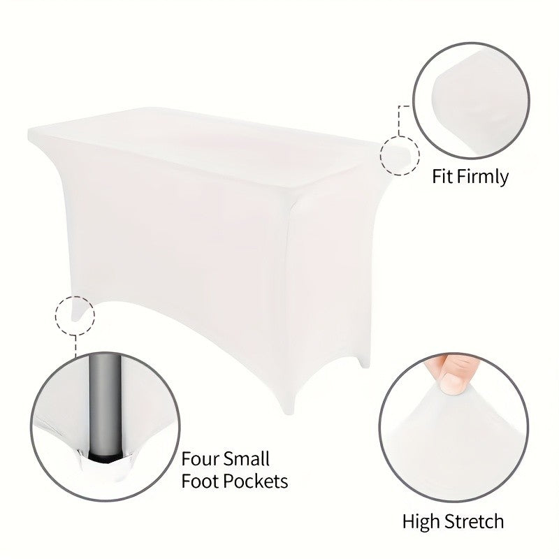 Spandex Fitted 6FT Tablecloth for Rectangular Tables – Wrinkle-Resistant Elastic Table Cover for Parties, Weddings, Trade Shows & Events – 2/4/8/12-Pack in Black, White & Light Yellow