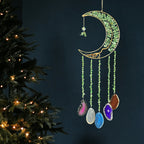 Handmade Moon Agate Tree Hanging Ornament – Boho Suncatcher Crystal Wall Decor | Birthday, Christmas & Holiday Gift for Mom, Friends & Her