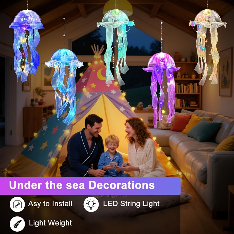 Jellyfish Lantern Party Decorations Colorful Translucent Hanging Lights – 5 or 9 Piece Set for Halloween, Christmas, Weddings & Birthday Indoor Outdoor Festive Decor