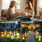 Solar Garden Mushroom Light with 8 Colorful Cracked Mushrooms & 8 LEDs – IP65 Waterproof Outdoor Landscape Lighting for Yard, Lawn, Patio & Terrace, Solar Powered Decorative Garden Light