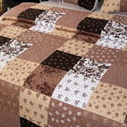 Patchwork Quilted Bedspread Set 3 Piece – Active Print 100% Polyester Quilt with 2 Pillow Shams, 90G Fill Machine Washable Soft Breathable All-Season Bedding for Bedroom & Dorm