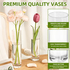 Glass Cylindrical Vase Bulk Set 15 30 50pcs – Handmade Clear Slender Vases for Wedding Centerpieces, Single Rose Display, Desk Aesthetics, Home & Party Table Decoration