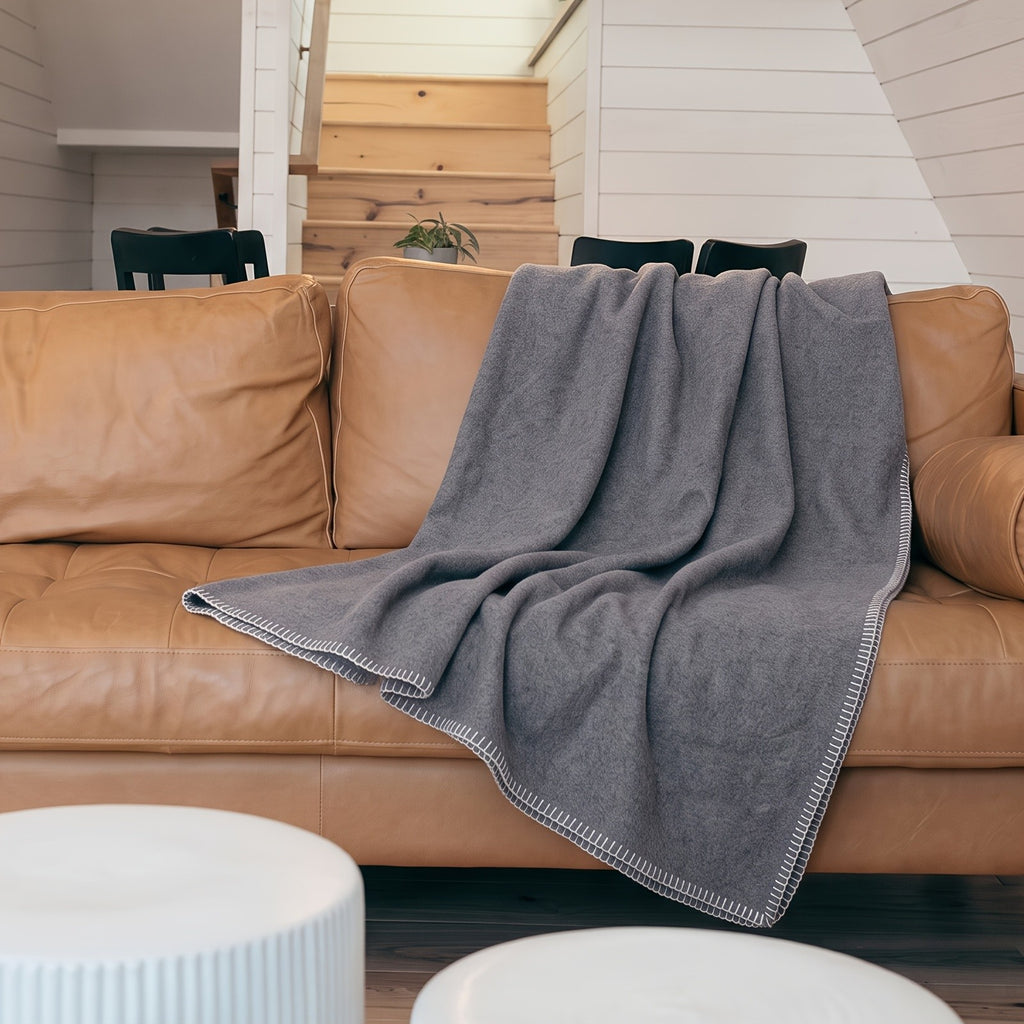 Merino Wool Blanket – Large 62”×86” Warm Thick Washable Throw | Sofa, Bed, Camping & Outdoor | 6 Colors | All Seasons