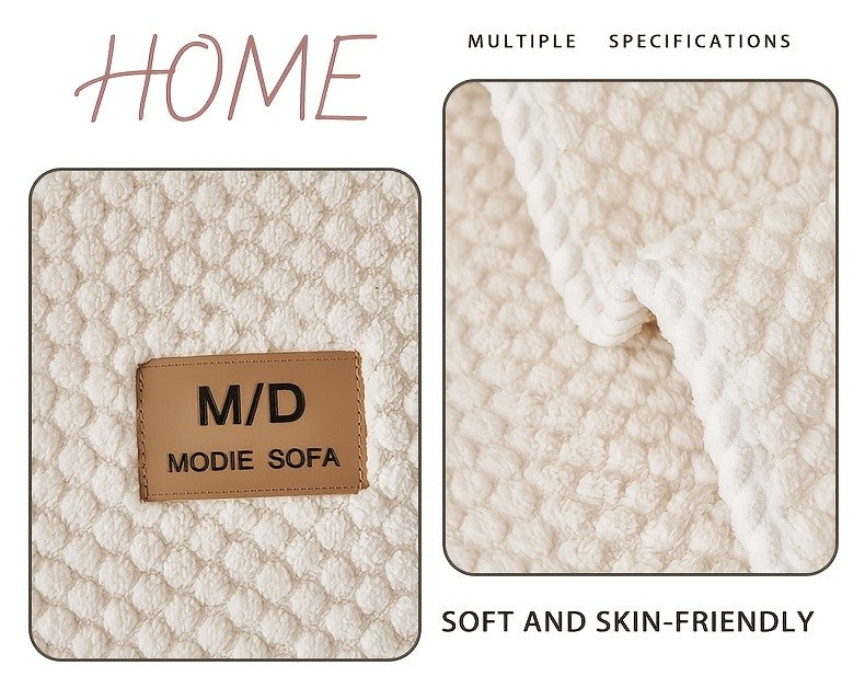 Bohemian Plush Sofa Cover with Cushion Pad Machine Washable Pet Friendly for Cats & Dogs – Fits Single Double Triple Quad Sofas, Warm Cozy Boho Home Decor Couch Protector