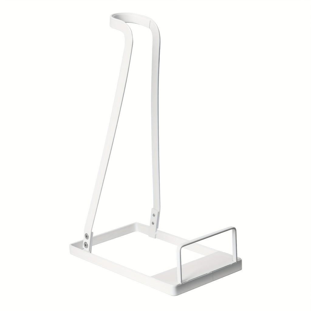 Vacuum Cleaner Storage Stand with Open Shelf – Freestanding Handheld Vacuum Organizer Rack for Stick Vacuums & Accessories, Space-Saving Floor Stand, Black & White