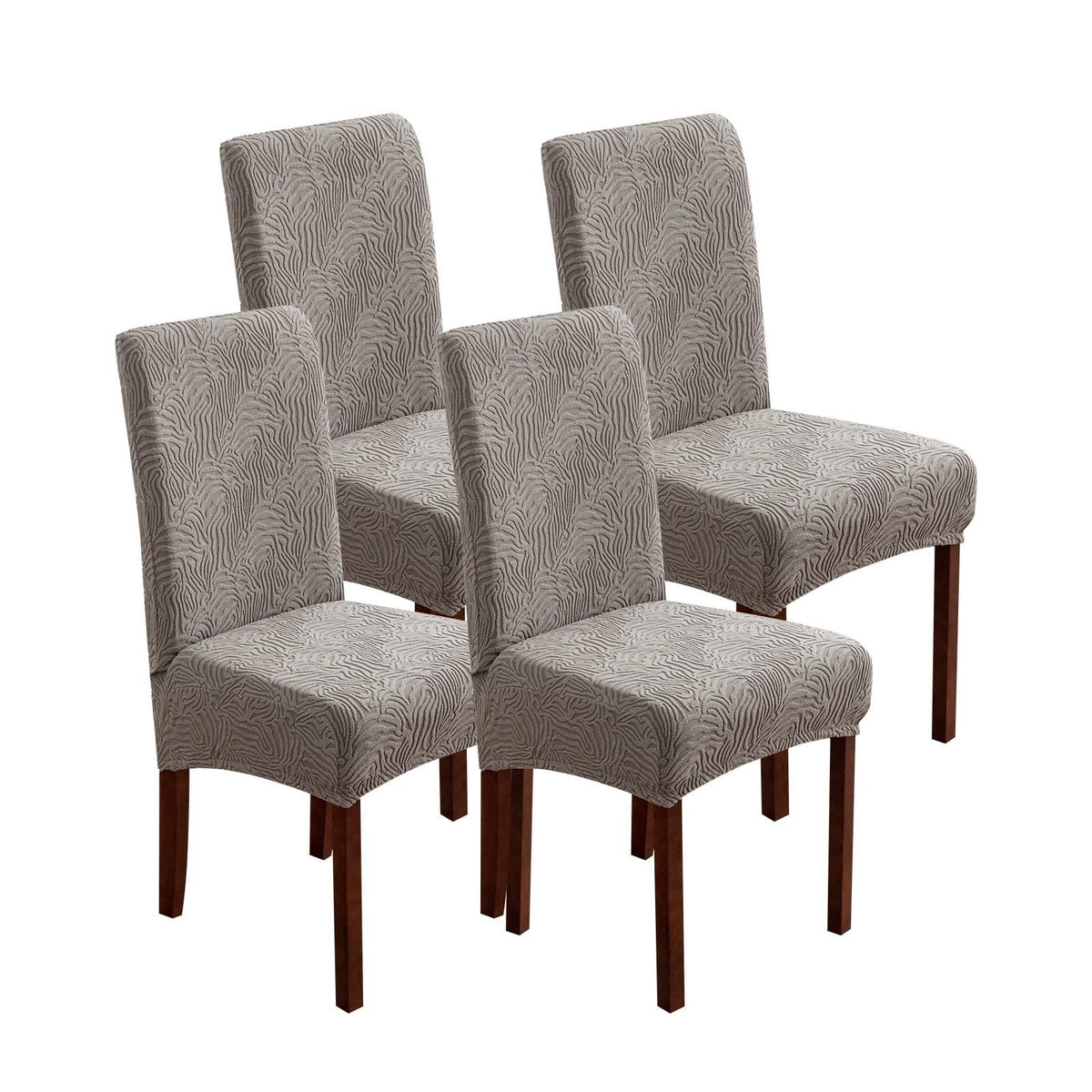 Stretch Jacquard Dining Chair Covers 4/6 Pack – Polar Fleece Slipcovers with Elastic Band, Removable Washable Chair Protector for Dining Room Kitchen Hotel Restaurant Home Decor