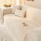 Soft Chenille Sofa Throw Cover with Fringes Durable Pet-Friendly Solid Couch Protector Slipcover for Living Room Sectional Armchair Home Decoration