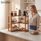 Corner Shelf Countertop Organizer, Triangular Multi-Tier Kitchen Storage Rack for Coffee Accessories, Cups, Spices & Kitchen Essentials, Space-Saving Corner Stand for Counter, Bathroom & Office