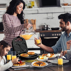 Mini Waffle Maker Makes 8 Bite-Size 2-Inch Waffles Dual Non-Stick Plates Cool Touch Handle Compact Family Breakfast Maker
