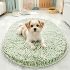 Chenille Oval Non-Slip Bathroom Mat Super Absorbent Soft Plush Floor Mat – Machine Washable, Anti-Slip Backing, 5 Colors 6 Sizes for Bathroom Kitchen Pet Use