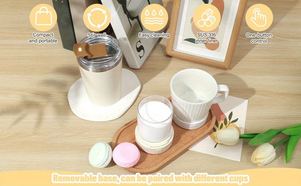 Electric Self Stirring Coffee Mug - Portable Magnetic Rotating Mixing Cup for Coffee, Chocolate, Milk, Protein Powder & Cocoa, Perfect for Office, School, Gym & Home