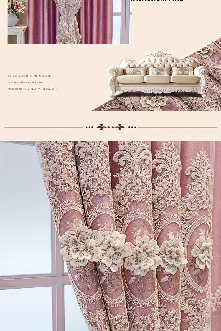 Luxury Blackout Curtains for Bedroom Living Room, European 3D Jacquard Embroidery Grommet Top Window Drapes, Thermal Insulated Light Blocking Machine Washable Panels