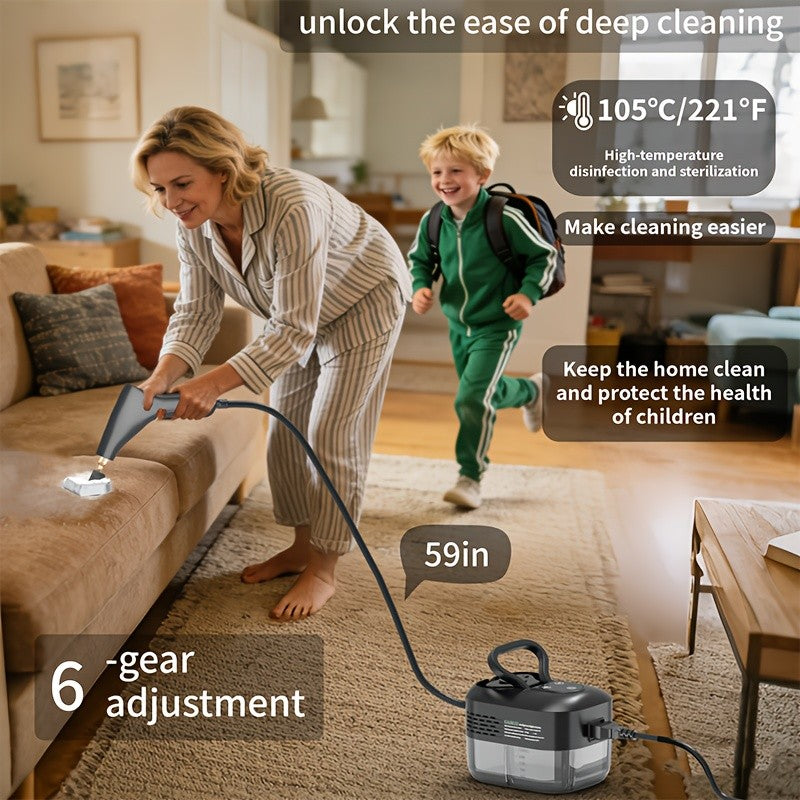 Handheld Steam Cleaner Large-Capacity with Extra-Large Water Tank – Rapid Heating Portable Multi-Function Cleaner for Floors, Cars, Fabrics, Kitchen & Bathroom Tile Grout