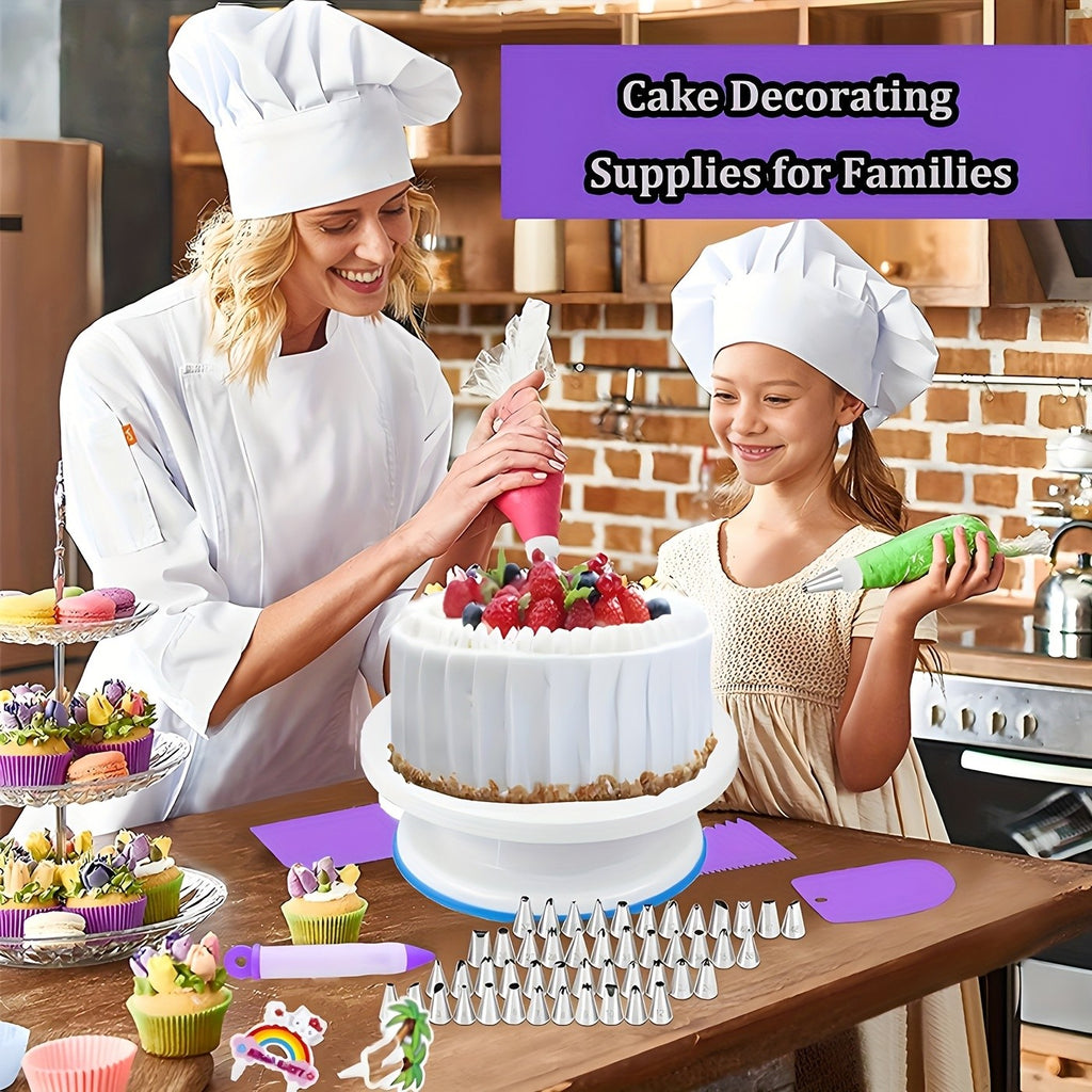 492-Piece Pro Cake Decorating Set - Complete Baking Kit with Cake Turntable, 58 Piping Tips, Reusable Piping Bags, Spatulas, Molds & More - Professional Quality for Home Bakers & Decorators