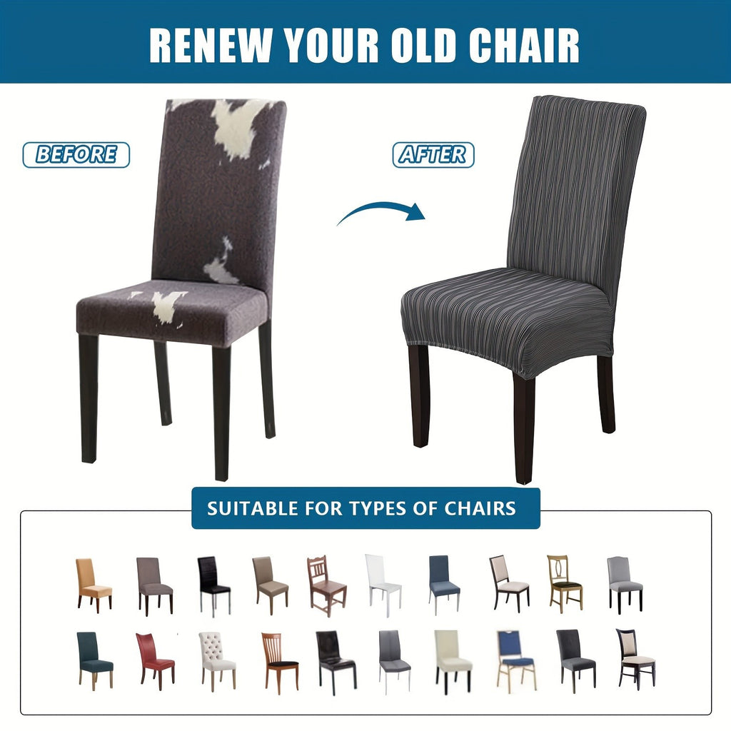 Stain-Resistant Stretch Dining Chair Covers Set of 4 or 6 Jacquard Polyester-Spandex Removable Slipcovers – Pet & Kid Friendly, Machine Washable, for Restaurant Home Wedding Christmas